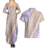 Purple Palaka Hawaii Leis Couples Matching Summer Maxi Dress and Hawaiian Shirt Hawaiian-plaid Elegant Tropical Vibes LT14 - Polynesian Pride