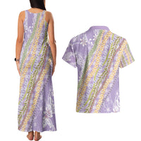 Purple Palaka Hawaii Leis Couples Matching Tank Maxi Dress and Hawaiian Shirt Hawaiian-plaid Elegant Tropical Vibes - Polynesian Pride