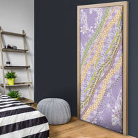 Purple Palaka Hawaii Leis Door Cover Hawaiian-plaid Elegant Tropical Vibes - Polynesian Pride