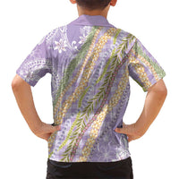 Purple Palaka Hawaii Leis Family Matching Off Shoulder Maxi Dress and Hawaiian Shirt Hawaiian-plaid Elegant Tropical Vibes LT14 - Polynesian Pride