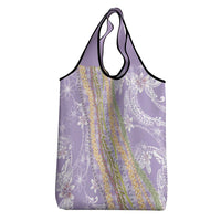 Purple Palaka Hawaii Leis Grocery Bag Hawaiian-plaid Elegant Tropical Vibes - Polynesian Pride