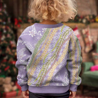 Purple Palaka Hawaii Leis Kid Ugly Christmas Sweater Hawaiian-plaid Elegant Tropical Vibes - Polynesian Pride
