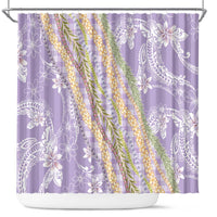 Purple Palaka Hawaii Leis Shower Curtain Hawaiian-plaid Elegant Tropical Vibes - Polynesian Pride