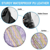 Purple Palaka Hawaii Leis Spare Tire Cover Hawaiian-plaid Elegant Tropical Vibes - Polynesian Pride