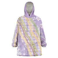 Purple Palaka Hawaii Leis Wearable Blanket Hoodie Hawaiian-plaid Elegant Tropical Vibes - Polynesian Pride