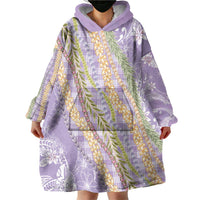 Purple Palaka Hawaii Leis Wearable Blanket Hoodie Hawaiian-plaid Elegant Tropical Vibes - Polynesian Pride