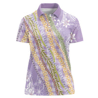 Purple Palaka Hawaii Leis Women Polo Shirt Hawaiian-plaid Elegant Tropical Vibes LT14 Female Purple - Polynesian Pride