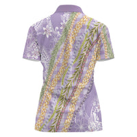 Purple Palaka Hawaii Leis Women Polo Shirt Hawaiian-plaid Elegant Tropical Vibes LT14 - Polynesian Pride