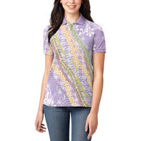 Purple Palaka Hawaii Leis Women Polo Shirt Hawaiian-plaid Elegant Tropical Vibes LT14 - Polynesian Pride