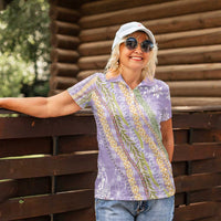 Purple Palaka Hawaii Leis Women Polo Shirt Hawaiian-plaid Elegant Tropical Vibes LT14 - Polynesian Pride