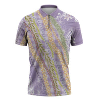 Purple Palaka Hawaii Leis Zipper Polo Shirt Hawaiian-plaid Elegant Tropical Vibes LT14 Purple - Polynesian Pride