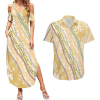 Yellow Palaka Hawaii Leis Couples Matching Summer Maxi Dress and Hawaiian Shirt Hawaiian-plaid Elegant Tropical Vibes LT14 Yellow - Polynesian Pride