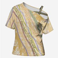 Yellow Palaka Hawaii Leis Cross Shoulder Shirt Hawaiian-plaid Elegant Tropical Vibes - Polynesian Pride