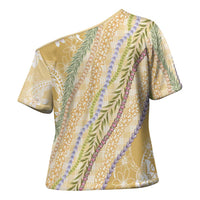 Yellow Palaka Hawaii Leis Cross Shoulder Shirt Hawaiian-plaid Elegant Tropical Vibes - Polynesian Pride