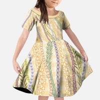 Yellow Palaka Hawaii Leis Family Matching Mermaid Dress and Hawaiian Shirt Hawaiian-plaid Elegant Tropical Vibes LT14 Daughter's Dress Yellow - Polynesian Pride
