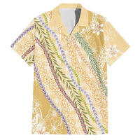 Yellow Palaka Hawaii Leis Family Matching Off Shoulder Maxi Dress and Hawaiian Shirt Hawaiian-plaid Elegant Tropical Vibes LT14 Dad's Shirt - Short Sleeve Yellow - Polynesian Pride