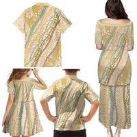Yellow Palaka Hawaii Leis Family Matching Puletasi and Hawaiian Shirt Hawaiian-plaid Elegant Tropical Vibes - Polynesian Pride