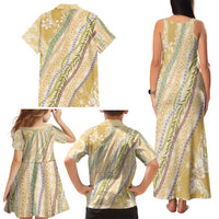 Yellow Palaka Hawaii Leis Family Matching Tank Maxi Dress and Hawaiian Shirt Hawaiian-plaid Elegant Tropical Vibes - Polynesian Pride
