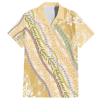Yellow Palaka Hawaii Leis Family Matching Tank Maxi Dress and Hawaiian Shirt Hawaiian-plaid Elegant Tropical Vibes LT14 Dad's Shirt - Short Sleeve Yellow - Polynesian Pride