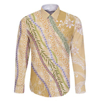 Yellow Palaka Hawaii Leis Family Matching Tank Maxi Dress and Hawaiian Shirt Hawaiian-plaid Elegant Tropical Vibes LT14 Dad's Shirt - Long Sleeve Yellow - Polynesian Pride