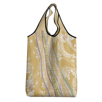 Yellow Palaka Hawaii Leis Grocery Bag Hawaiian-plaid Elegant Tropical Vibes - Polynesian Pride