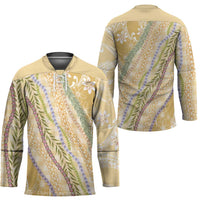 Yellow Palaka Hawaii Leis Hockey Jersey Hawaiian-plaid Elegant Tropical Vibes - Polynesian Pride