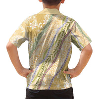 Yellow Palaka Hawaii Leis Kid Hawaiian Shirt Hawaiian-plaid Elegant Tropical Vibes - Polynesian Pride