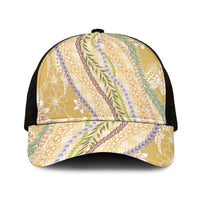 Yellow Palaka Hawaii Leis Mesh Trucker Cap Hawaiian-plaid Elegant Tropical Vibes - Polynesian Pride