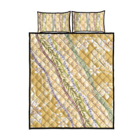 Yellow Palaka Hawaii Leis Quilt Bed Set Hawaiian-plaid Elegant Tropical Vibes - Polynesian Pride