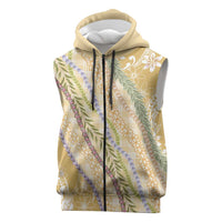 Yellow Palaka Hawaii Leis Sleeveless Zip Hoodie - Hawaiian Plaid Elegant Tropical Vibes LT14 Yellow - Polynesian Pride