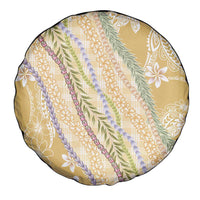Yellow Palaka Hawaii Leis Spare Tire Cover Hawaiian-plaid Elegant Tropical Vibes - Polynesian Pride