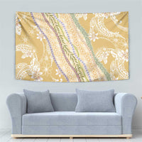 Yellow Palaka Hawaii Leis Tapestry Hawaiian-plaid Elegant Tropical Vibes - Polynesian Pride