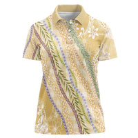 Yellow Palaka Hawaii Leis Women Polo Shirt Hawaiian-plaid Elegant Tropical Vibes LT14 Female Yellow - Polynesian Pride
