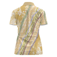 Yellow Palaka Hawaii Leis Women Polo Shirt Hawaiian-plaid Elegant Tropical Vibes - Polynesian Pride