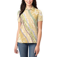 Yellow Palaka Hawaii Leis Women Polo Shirt Hawaiian-plaid Elegant Tropical Vibes - Polynesian Pride