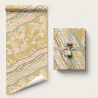 Yellow Palaka Hawaii Leis Wrapping Paper Hawaiian-plaid Elegant Tropical Vibes - Polynesian Pride