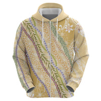 Yellow Palaka Hawaii Leis Zip Hoodie Hawaiian-plaid Elegant Tropical Vibes - Polynesian Pride