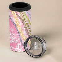 Pink Palaka Hawaii Leis 4 in 1 Can Cooler Tumbler Hawaiian-plaid Elegant Tropical Vibes - Polynesian Pride