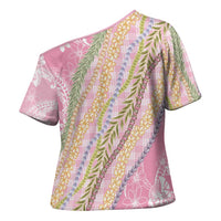 Pink Palaka Hawaii Leis Cross Shoulder Shirt Hawaiian-plaid Elegant Tropical Vibes - Polynesian Pride