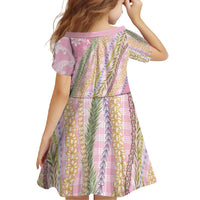 Pink Palaka Hawaii Leis Family Matching Long Sleeve Bodycon Dress and Hawaiian Shirt Hawaiian-plaid Elegant Tropical Vibes - Polynesian Pride