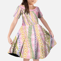 Pink Palaka Hawaii Leis Family Matching Mermaid Dress and Hawaiian Shirt Hawaiian-plaid Elegant Tropical Vibes LT14 Daughter's Dress Pink - Polynesian Pride