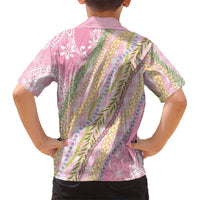 Pink Palaka Hawaii Leis Family Matching Off The Shoulder Long Sleeve Dress and Hawaiian Shirt Hawaiian-plaid Elegant Tropical Vibes LT14 - Polynesian Pride