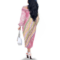 Pink Palaka Hawaii Leis Family Matching Off The Shoulder Long Sleeve Dress and Hawaiian Shirt Hawaiian-plaid Elegant Tropical Vibes LT14 - Polynesian Pride