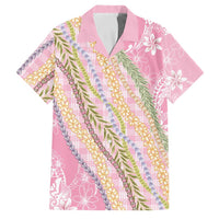 Pink Palaka Hawaii Leis Family Matching Off Shoulder Short Dress and Hawaiian Shirt Hawaiian-plaid Elegant Tropical Vibes LT14 Dad's Shirt - Short Sleeve Pink - Polynesian Pride