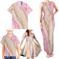 Pink Palaka Hawaii Leis Family Matching Tank Maxi Dress and Hawaiian Shirt Hawaiian-plaid Elegant Tropical Vibes - Polynesian Pride