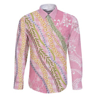 Pink Palaka Hawaii Leis Family Matching Tank Maxi Dress and Hawaiian Shirt Hawaiian-plaid Elegant Tropical Vibes LT14 Dad's Shirt - Long Sleeve Pink - Polynesian Pride