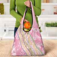 Pink Palaka Hawaii Leis Grocery Bag Hawaiian-plaid Elegant Tropical Vibes - Polynesian Pride