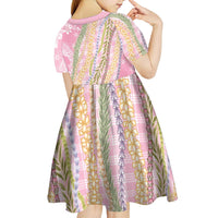 Pink Palaka Hawaii Leis Kid Short Sleeve Dress Hawaiian-plaid Elegant Tropical Vibes - Polynesian Pride
