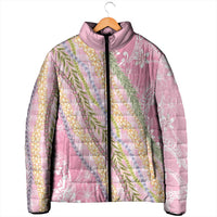 Pink Palaka Hawaii Leis Padded Jacket Hawaiian-plaid Elegant Tropical Vibes - Polynesian Pride