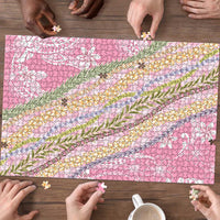 Pink Palaka Hawaii Leis Puzzle Hawaiian-plaid Elegant Tropical Vibes - Polynesian Pride